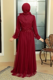 Neva Style - Modern Claret Red Muslim Wedding Gown 5696BR - Thumbnail