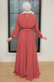 Neva Style - Modern Coral Muslim Bridesmaid Dress 36050MR - Thumbnail