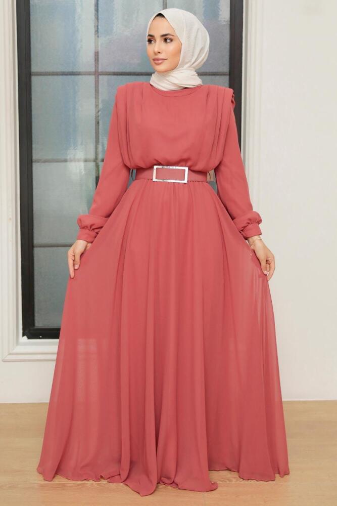 Neva Style - Modern Coral Muslim Bridesmaid Dress 36050MR - 2