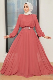 Neva Style - Modern Coral Muslim Bridesmaid Dress 36050MR - Thumbnail