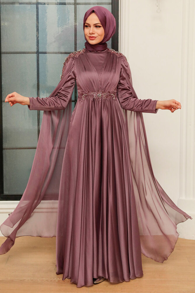 Neva Style - Modern Dark Dusty Rose Hijab Bridesmaid Dress 22130KGK - 1
