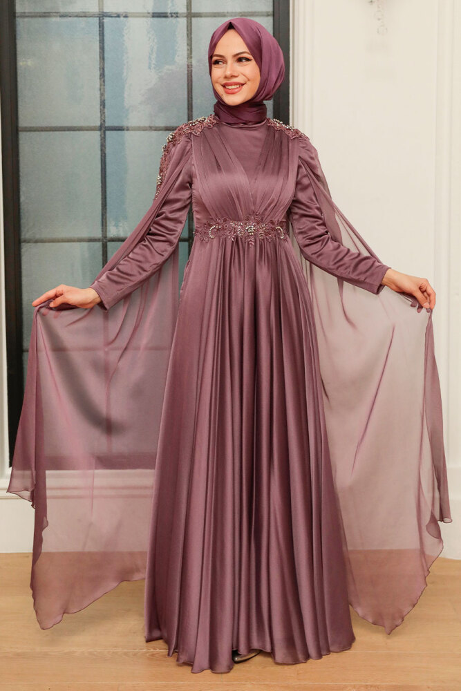 Neva Style - Modern Dark Dusty Rose Hijab Bridesmaid Dress 22130KGK - 2