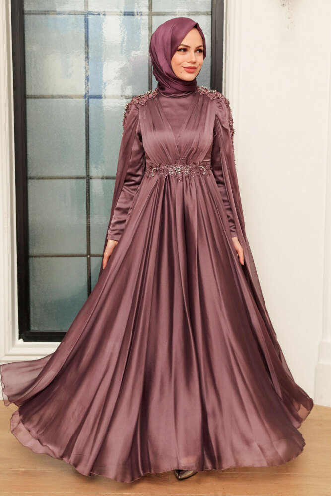 Neva Style - Modern Dark Dusty Rose Hijab Bridesmaid Dress 22130KGK - 3