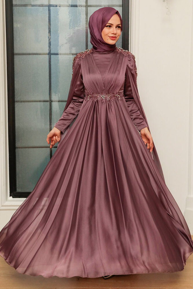 Neva Style - Modern Dark Dusty Rose Hijab Bridesmaid Dress 22130KGK - 4