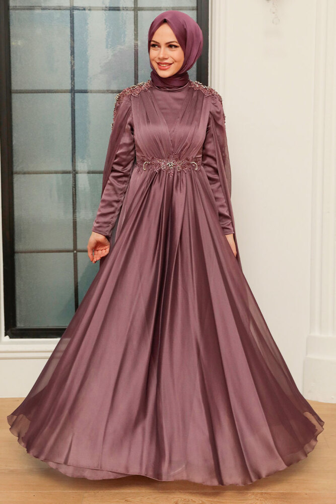 Neva Style - Modern Dark Dusty Rose Hijab Bridesmaid Dress 22130KGK - 5