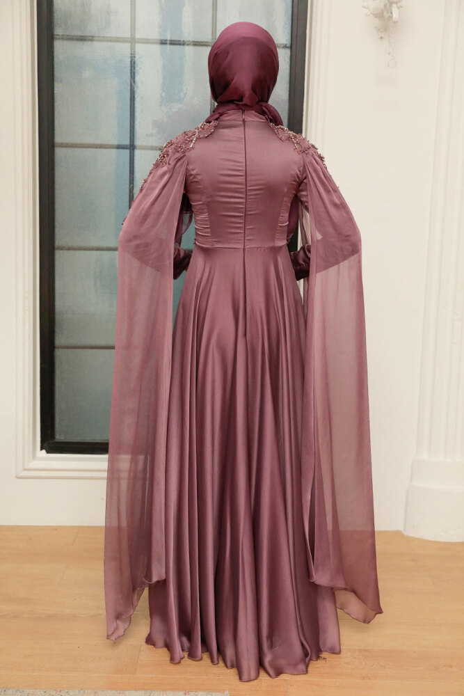 Neva Style - Modern Dark Dusty Rose Hijab Bridesmaid Dress 22130KGK - 6