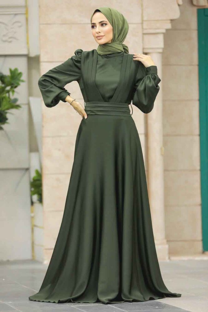 Modern Dark Khaki Islamic Clothing Wedding Dress 40621KHK - 2