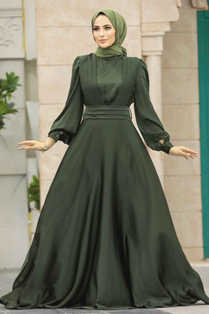 Modern Dark Khaki Islamic Clothing Wedding Dress 40621KHK - 1