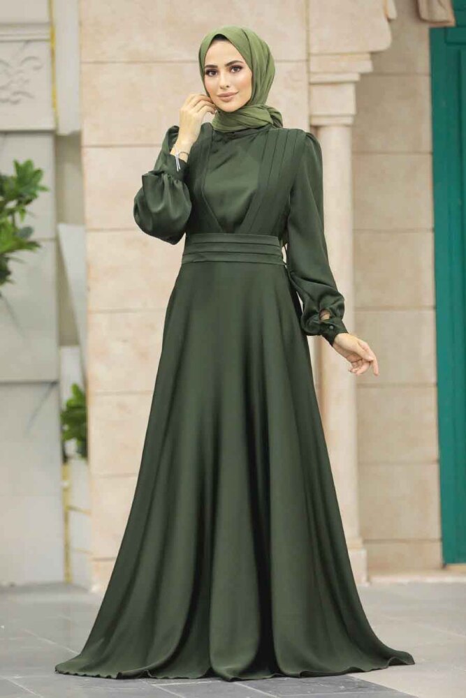 Modern Dark Khaki Islamic Clothing Wedding Dress 40621KHK - 3