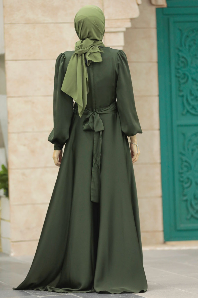 Modern Dark Khaki Islamic Clothing Wedding Dress 40621KHK - 4