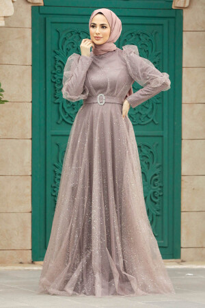 Modern Dusty Rose Hijab Wedding Dress 23041GK - 2