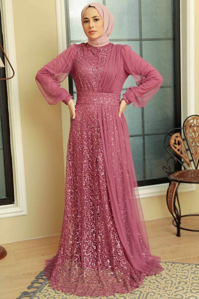 Neva Style - Modern Dusty Rose Muslim Wedding Gown 5696GK - 2