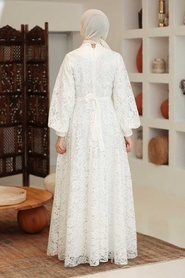 Neva Style - Modern Ecru Islamic Clothing Engagement Dress 5477E - Thumbnail