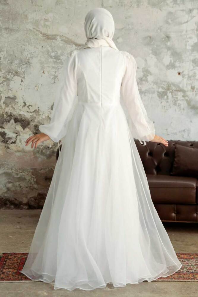 Neva Style - Modern Ecru Islamic Wedding Gown 2249E - 2