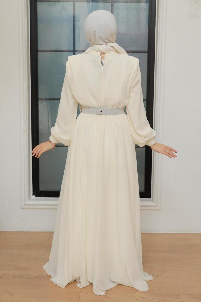 Neva Style - Modern Ecru Muslim Bridesmaid Dress 36050E - 3