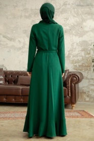 Neva Style - Modern Emerald Green Hijab Wedding Dress 37320ZY - Thumbnail