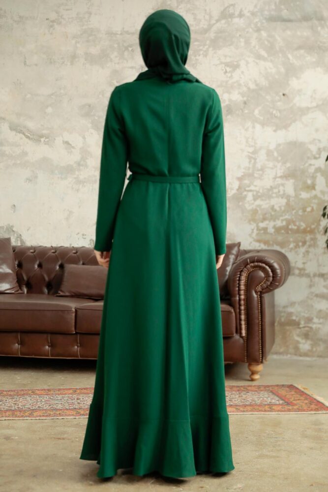 Modern Emerald Green Hijab Wedding Dress 37320ZY - 4
