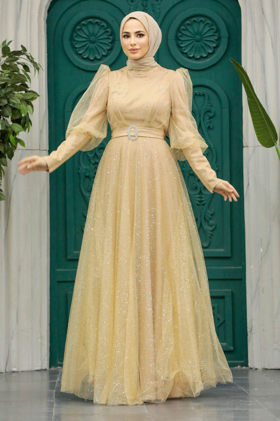 Gold hijab dress best sale