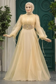 Neva Style - Modern Gold Islamic Wedding Gown 2249GOLD - Thumbnail