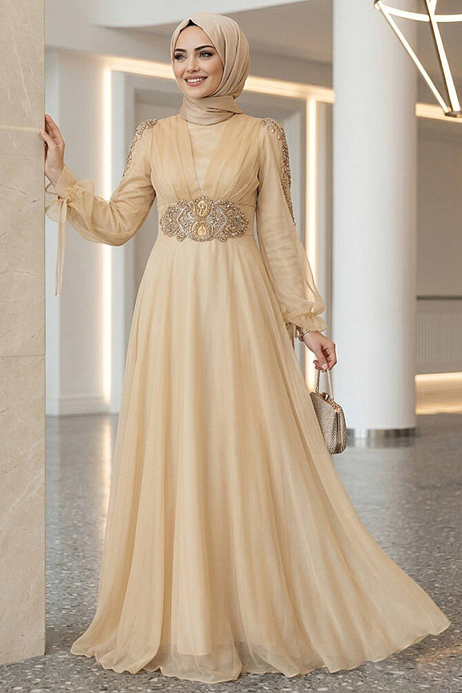 Neva Style - Modern Gold Islamic Wedding Gown 2249GOLD - 1