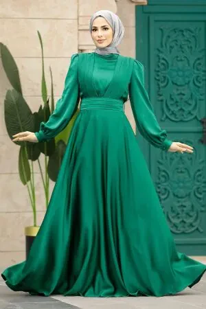 Modern Green Islamic Clothing Wedding Dress 40621Y - 1