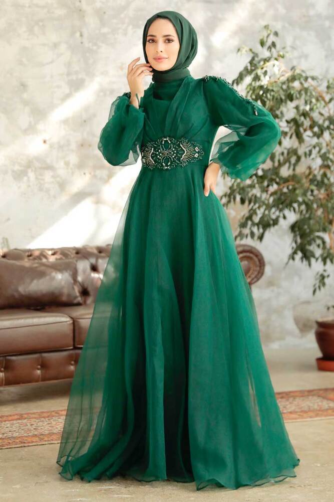 Neva Style - Modern Green Islamic Wedding Gown 2249Y - 2