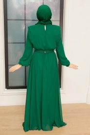 Neva Style - Modern Green Muslim Bridesmaid Dress 36050Y - Thumbnail