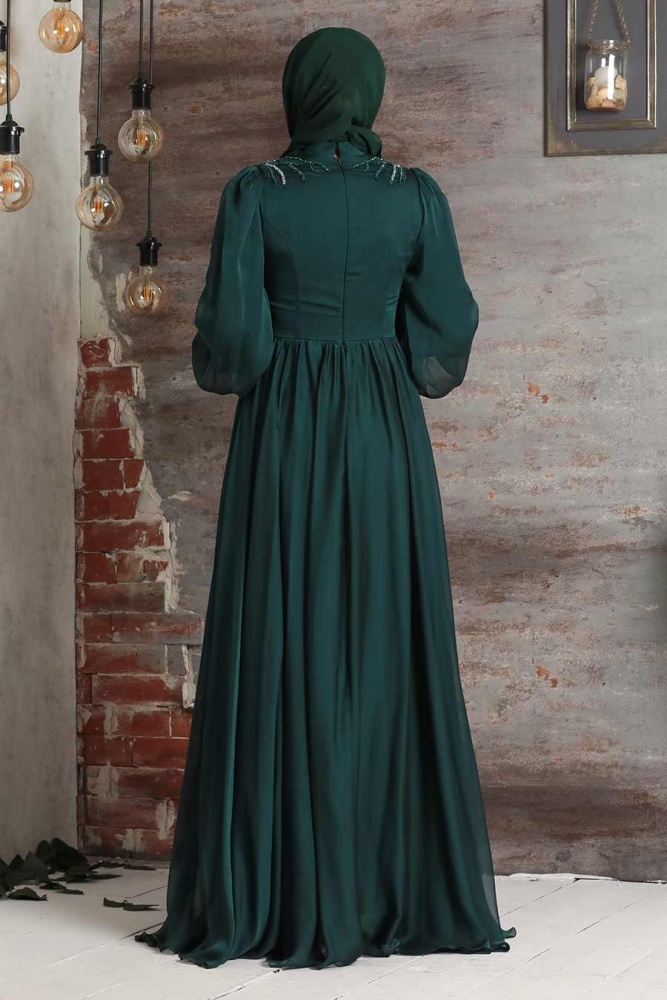 Neva Style - Modern Green Muslim Fashion Evening Dress 21910Y - 3