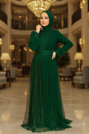 Neva Style - Modern Green Muslim Wedding Gown 5696Y - 1