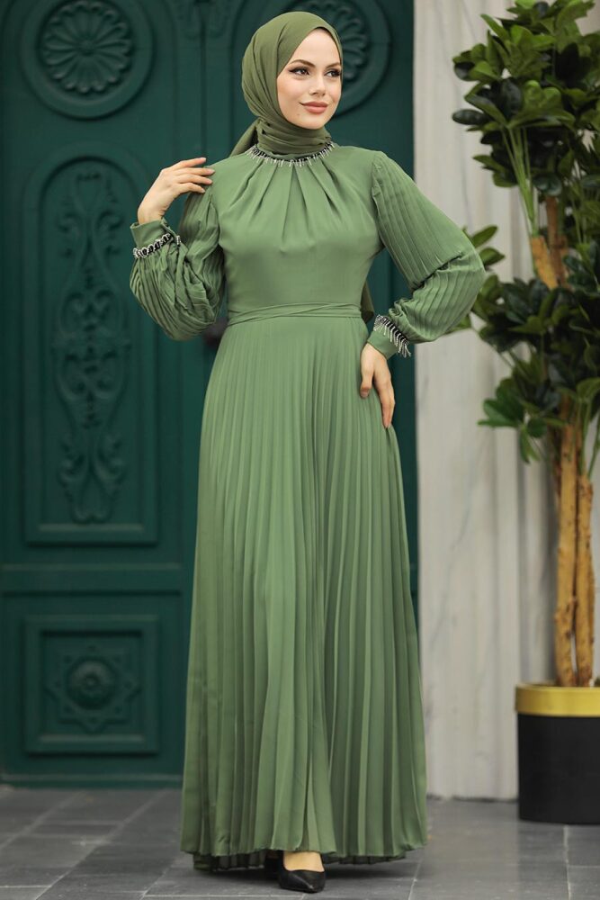 Modern Khaki Islamic Bridesmaid Dress 38510HK - 2
