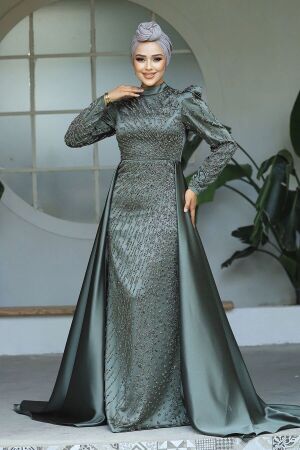 Modern Khaki Modest Islamic Clothing Wedding Dress 23310HK - 1