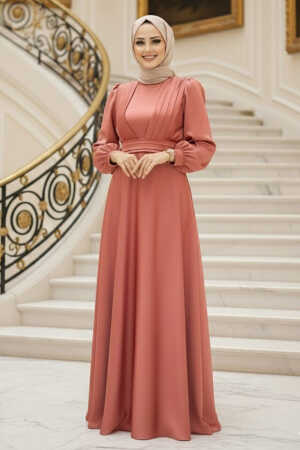Modern Light Dusty Rose Islamic Clothing Wedding Dress 40621AGK - 1