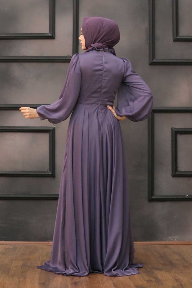 Neva Style - Modern Lila Hijab Islamic Clothing Engagement Dress 4313LILA - 4