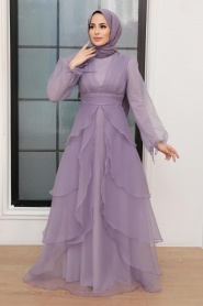 Neva Style - Modern Lila Islamic Clothing Prom Dress 22480LILA - Thumbnail