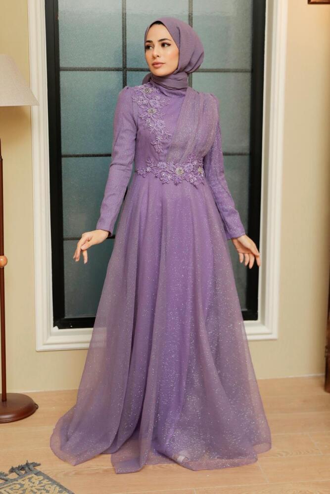 Neva Style - Modern Lila Islamic Prom Dress 22694LILA - 1