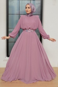 Neva Style - Modern Lila Muslim Bridesmaid Dress 36050LILA - Thumbnail