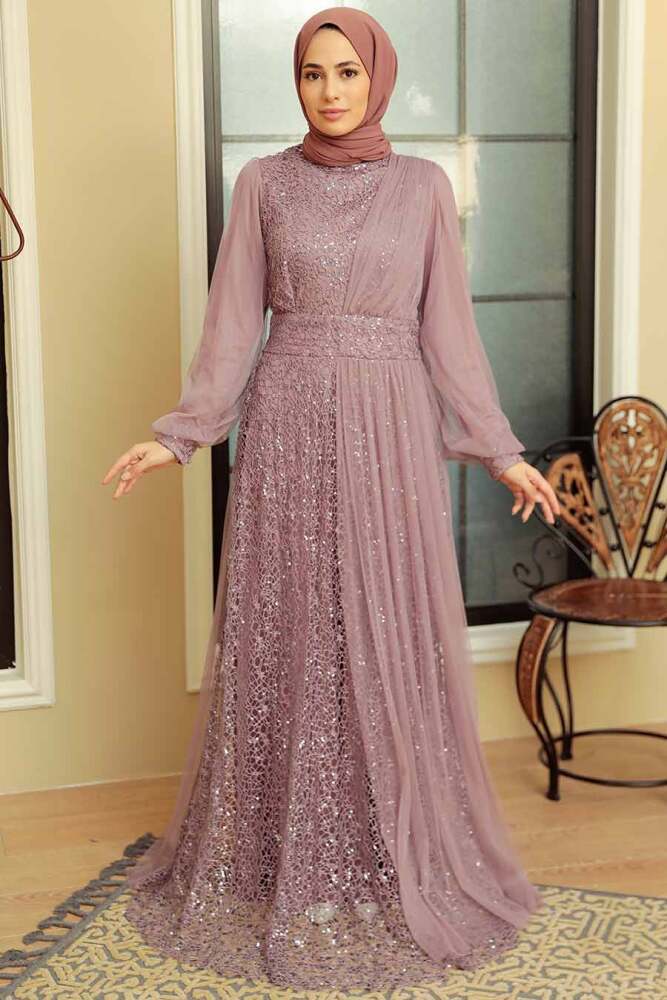 Neva Style - Modern Lila Muslim Wedding Gown 5696LILA - 1