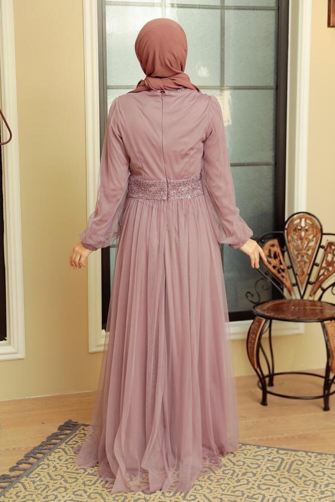Neva Style - Modern Lila Muslim Wedding Gown 5696LILA - 4