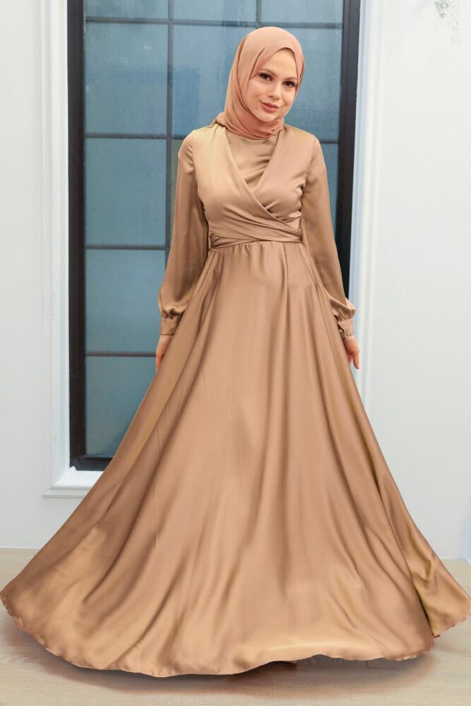 Neva Style - Modern Mink Hijab Hijab Bridesmaid Dress 33871V - 1
