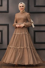 Neva Style - Modern Mink Islamic Evening Gown 2335V - Thumbnail