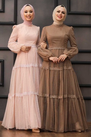 Neva Style - Modern Mink Islamic Evening Gown 2335V - 2