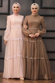 Neva Style - Modern Mink Islamic Evening Gown 2335V - Thumbnail