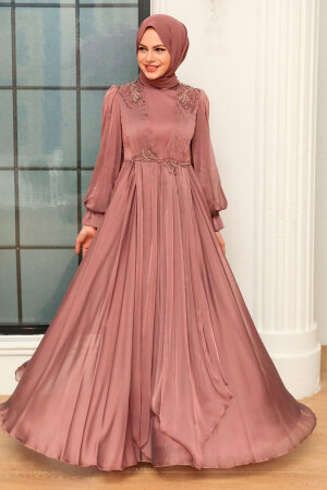 Neva Style - Modern Mink Muslim Fashion Evening Dress 21910V - Thumbnail