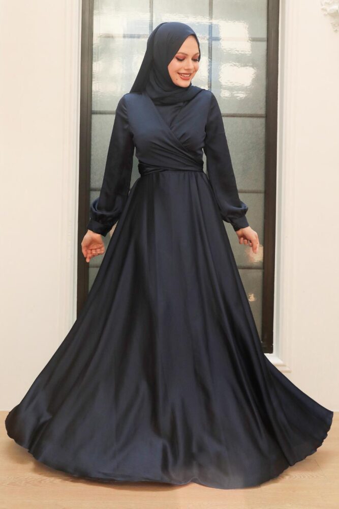 Neva Style - Modern Navy Blue Hijab Bridesmaid Dress 33871L - 1