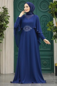 Neva Style -Modern Navy Blue Modest Bridesmaid Dress 91501L - Thumbnail