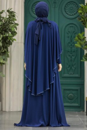 Modern Navy Blue Modest Bridesmaid Dress 91501L - 5