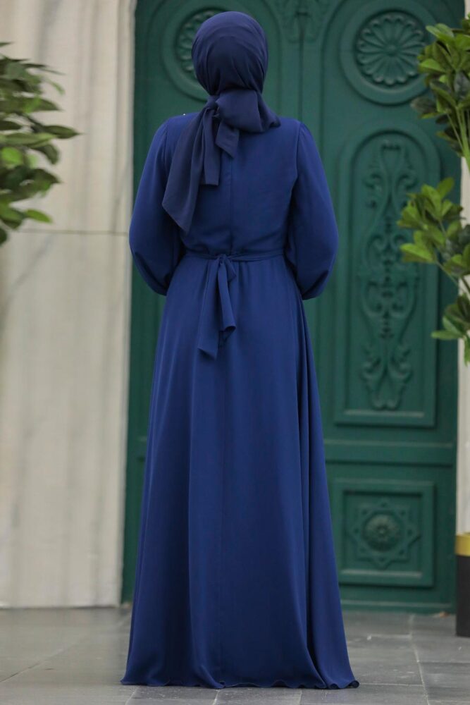 Modern Navy Blue Modest Prom Dress 22153L - 5
