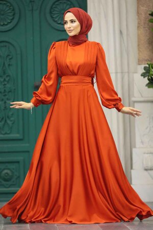 Modern Orange Islamic Clothing Wedding Dress 40621T - 1