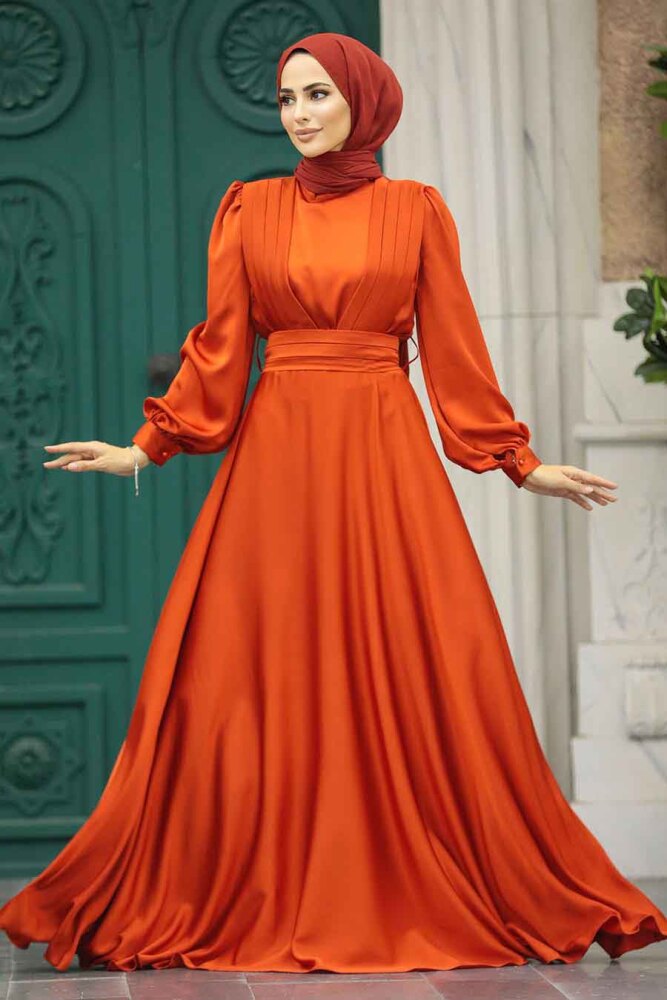 Modern Orange Islamic Clothing Wedding Dress 40621T - 1