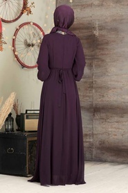 Neva Style - Modern Purple Islamic Clothing Wedding Dress 5339MOR - Thumbnail